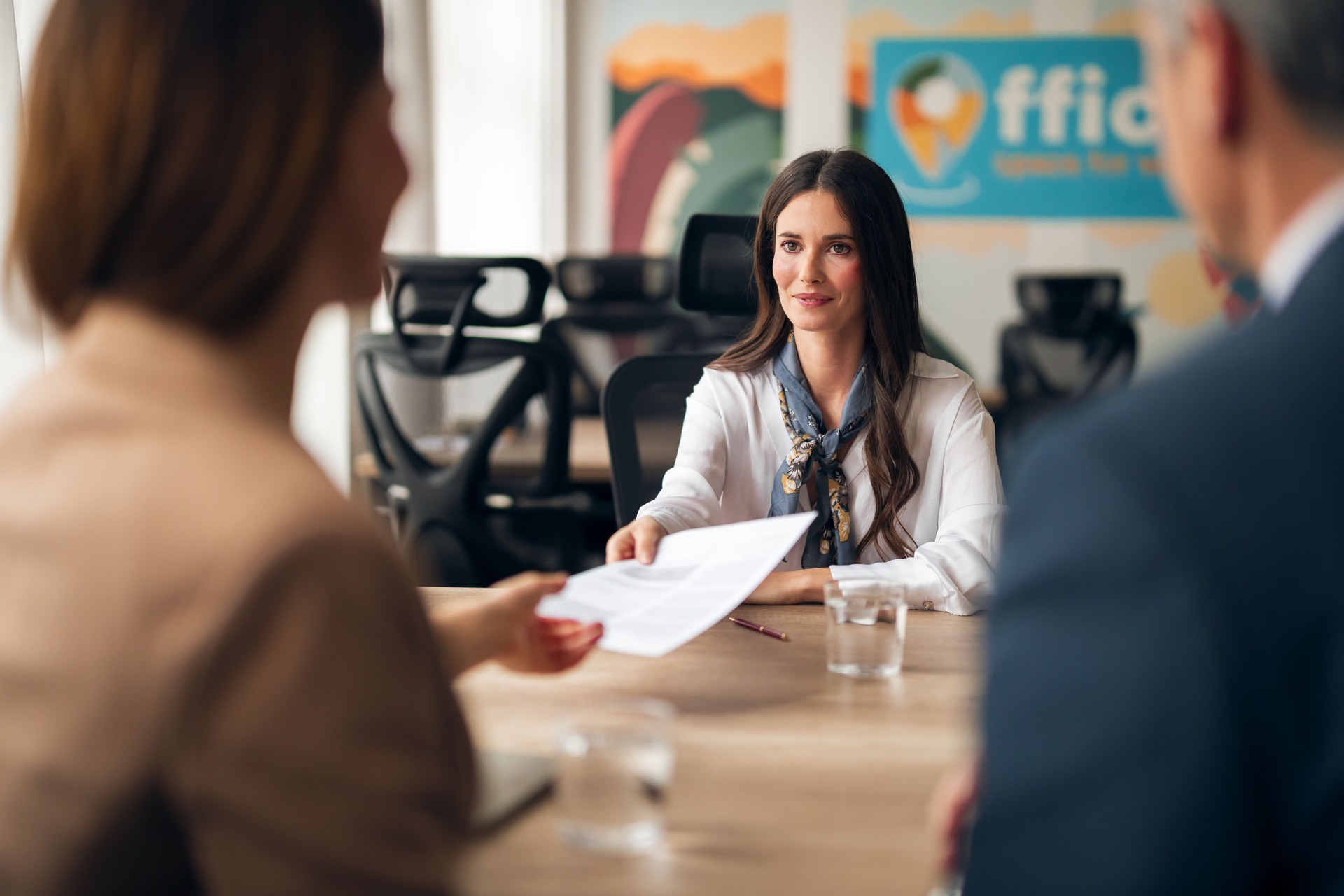 Professional Businesswoman During Interview in Modern Office Environment
